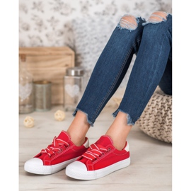 SHELOVET Baskets confortables en textile rouge 1