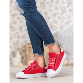 SHELOVET Baskets confortables en textile rouge 2