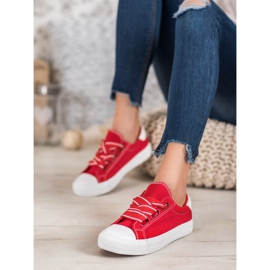 SHELOVET Baskets confortables en textile rouge 5