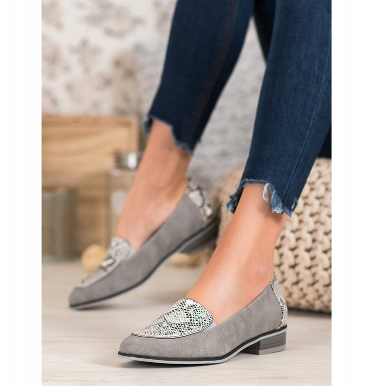 Mocassins VINCEZA imprimé serpent gris 2