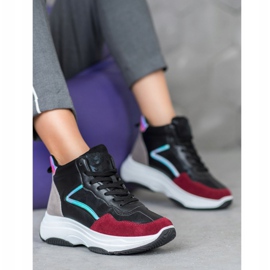 Ideal Shoes Bottes hautes sur la plate-forme noir multicolore 1