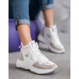 Ideal Shoes Bottes hautes sur la plate-forme blanche brun multicolore 2 Ideal Shoes Bottes hautes sur la plate-forme blanche brun multicolore 2