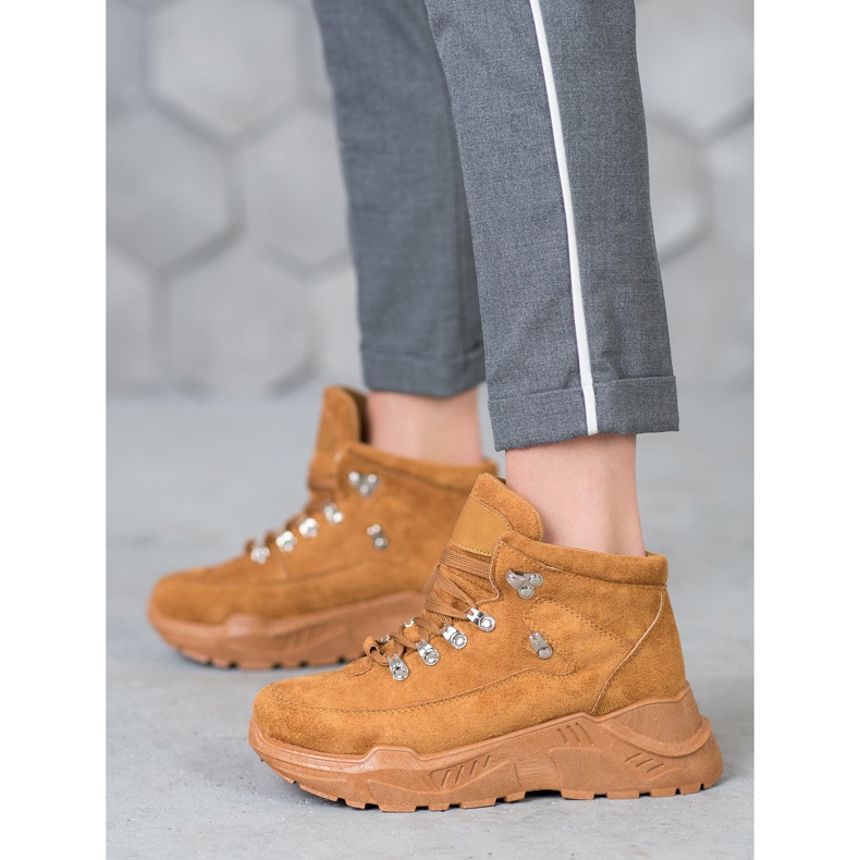 Queentina Baskets en daim brun 1