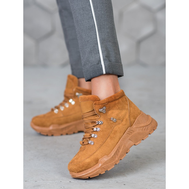 Queentina Baskets en daim brun 2