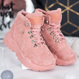 Queentina Baskets en daim rose 4