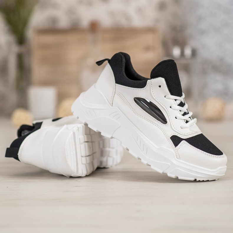 SHELOVET Baskets confortables blanc noir 1