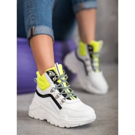 Ideal Shoes Bottes de mode blanche multicolore jaune 4
