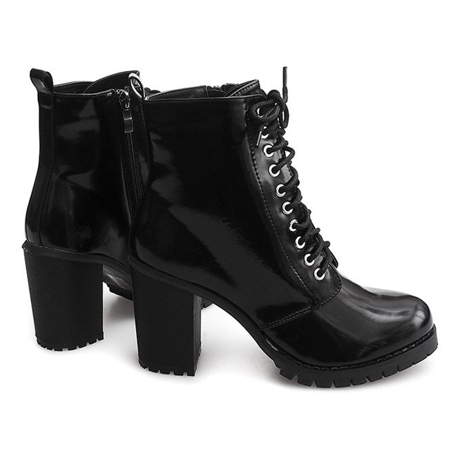 Bottines Laquées À Talons Hauts 17140 Noir 1