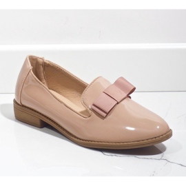 Mocassins femme beige avec nœud F158 1
