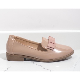 Mocassins femme beige avec nœud F158 2