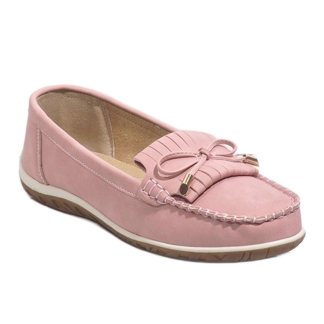 Mocassins ballerines roses à franges MDM126 1 Mocassins ballerines roses à franges MDM126 1