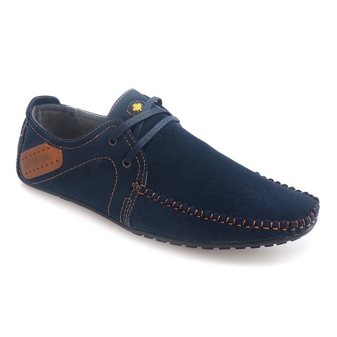 Mocassins Cuir à Lacets MA18 Bleu Marine 1 Mocassins Cuir à Lacets MA18 Bleu Marine 1