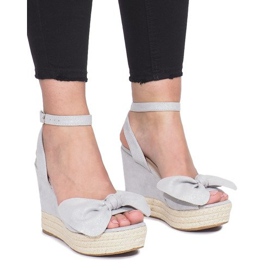 Sandales compensées grises à nœud Espadrilles Cubana 2