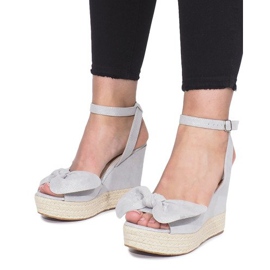 Sandales compensées grises à nœud Espadrilles Cubana 5
