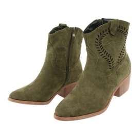 M.Daszyński Bottes de cowboy décontractées pour femmes Daszyński 1921, en daim vert 3