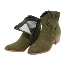 M.Daszyński Bottes de cowboy décontractées pour femmes Daszyński 1921, en daim vert 5