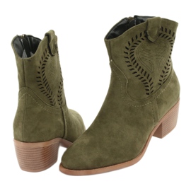 M.Daszyński Bottes de cowboy décontractées pour femmes Daszyński 1921, en daim vert 4