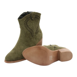 M.Daszyński Bottes de cowboy décontractées pour femmes Daszyński 1921, en daim vert 6