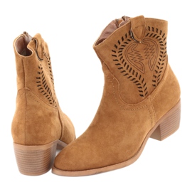 M.Daszyński Bottes de cowboy décontractées pour femmes Daszyński 1921, en daim brun 4