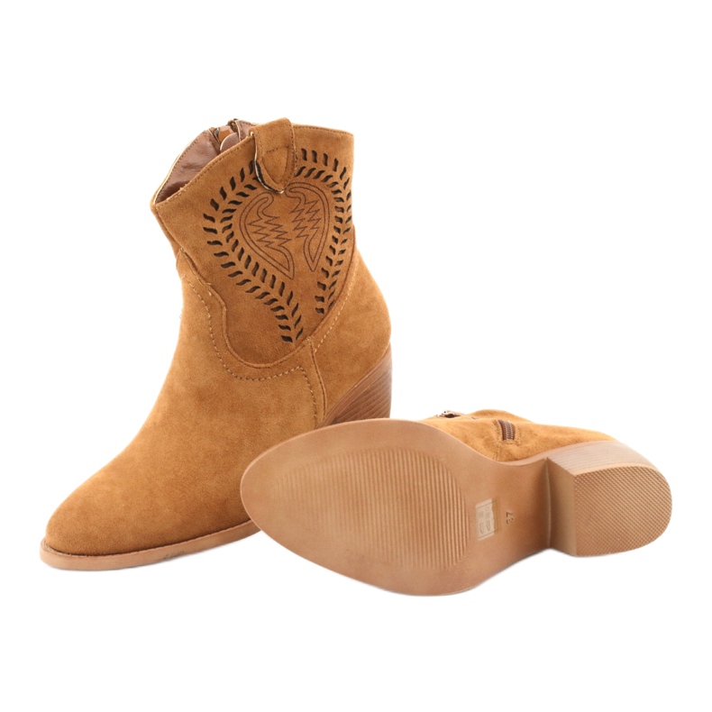 M.Daszyński Bottes de cowboy décontractées pour femmes Daszyński 1921, en daim brun 6