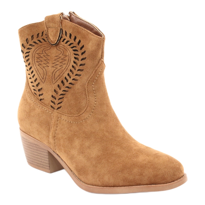 M.Daszyński Bottes de cowboy décontractées pour femmes Daszyński 1921, en daim brun 1