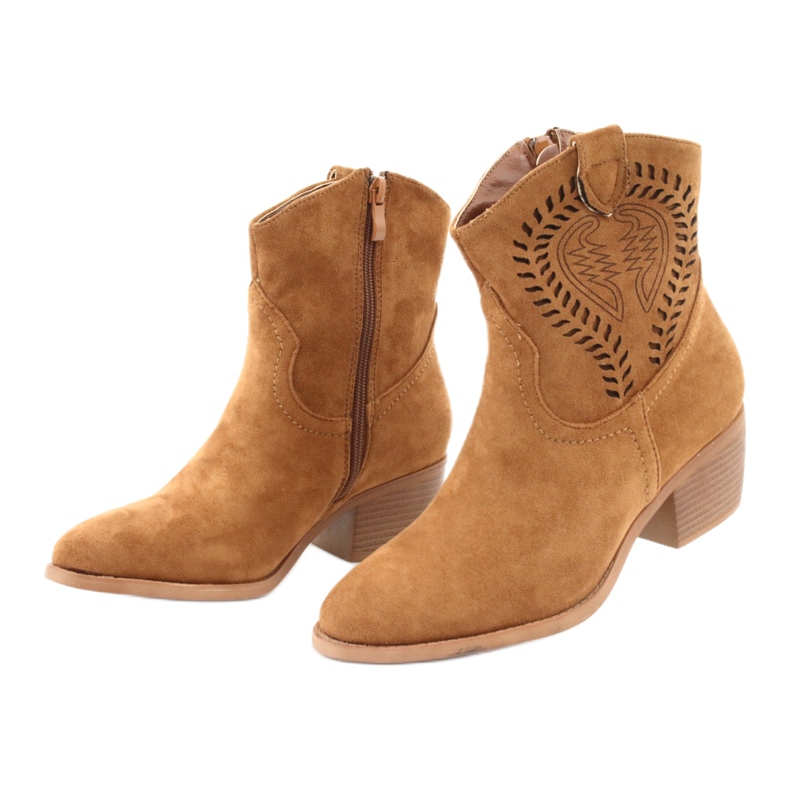 M.Daszyński Bottes de cowboy décontractées pour femmes Daszyński 1921, en daim brun 3