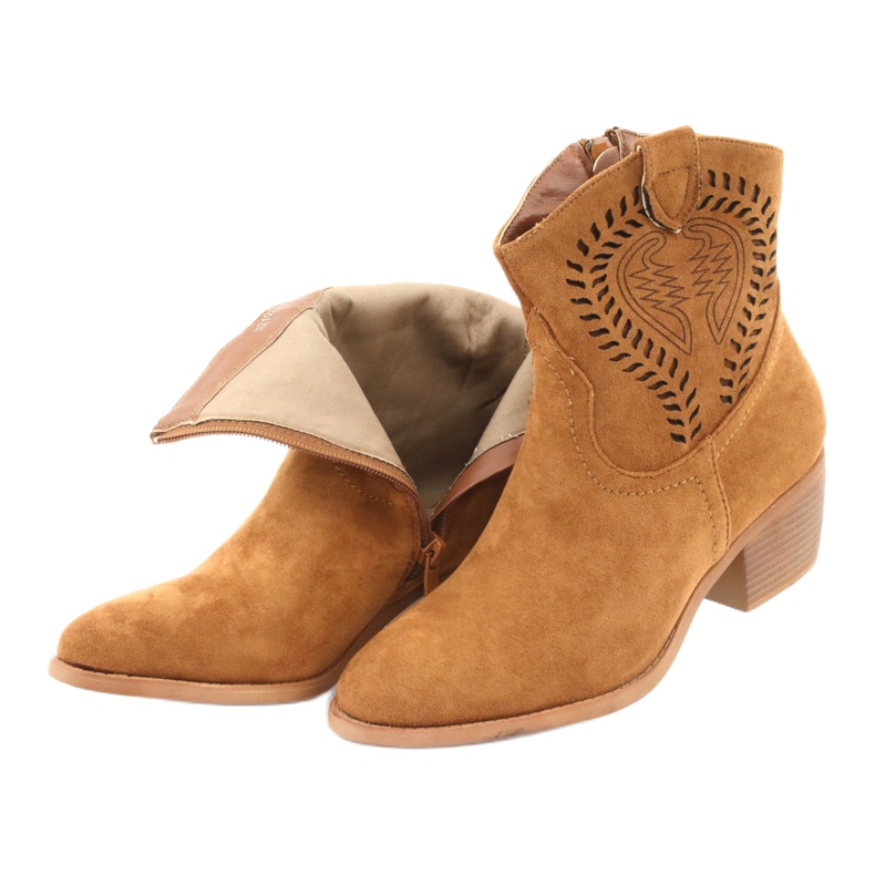 M.Daszyński Bottes de cowboy décontractées pour femmes Daszyński 1921, en daim brun 5