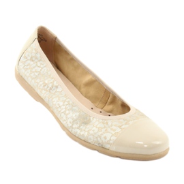 Caprice Ballerines confortables style dentelle, cuir 22152, beige 1 Caprice Ballerines confortables style dentelle, cuir 22152, beige 1