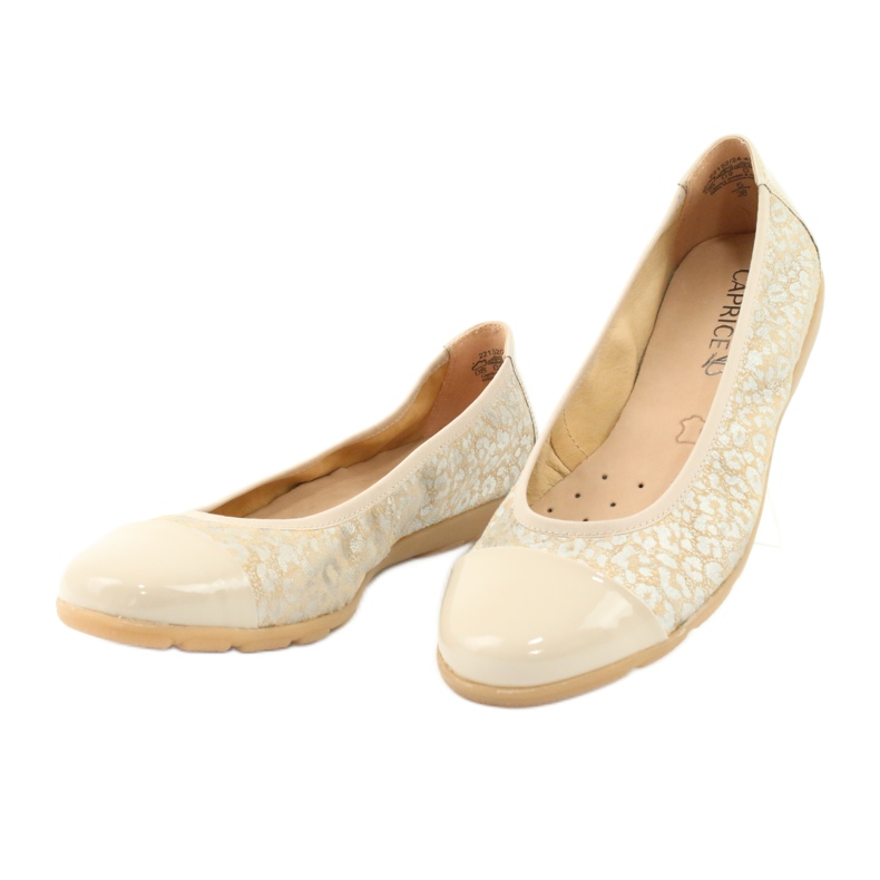 Caprice Ballerines confortables style dentelle, cuir 22152, beige 3