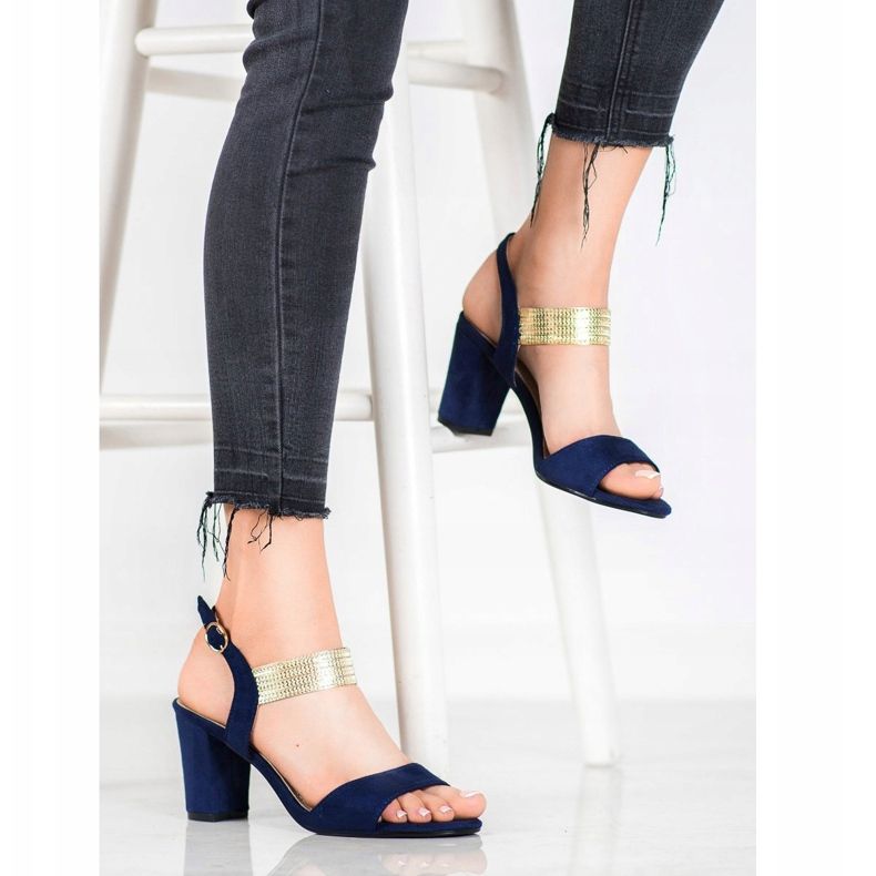 Filippo Sandales à ceinture dorée bleu jaune 1