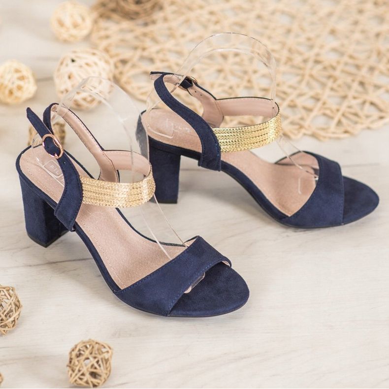 Filippo Sandales à ceinture dorée bleu jaune 2