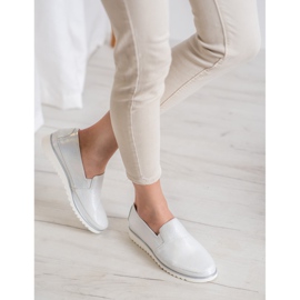 Sergio Leone Chaussures à enfiler argentées gris 1