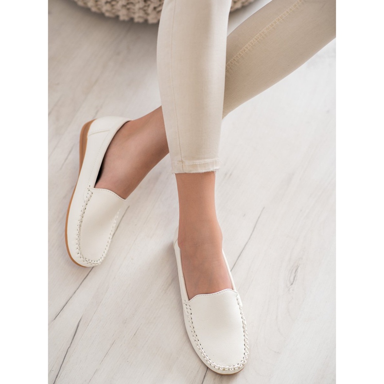 Primavera Mocassins en cuir écologique blanche 1