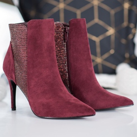 SHELOVET Bottines en daim sur un talon haut rouge 4