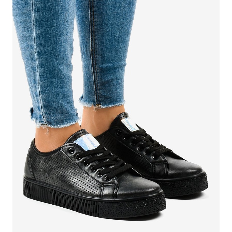 Baskets creepers noires pour femmes F-2969 2