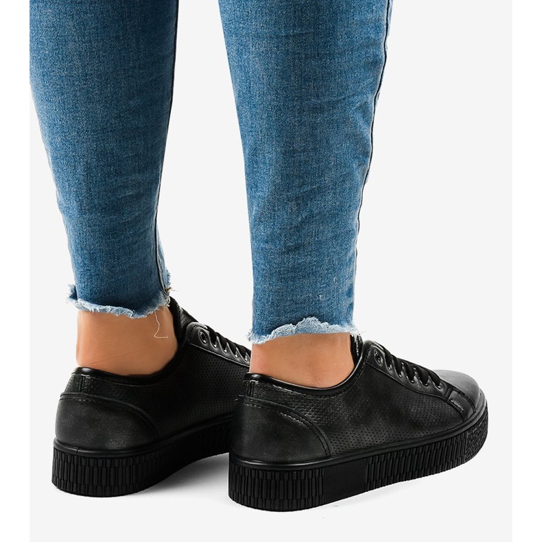 Baskets creepers noires pour femmes F-2969 le noir 1