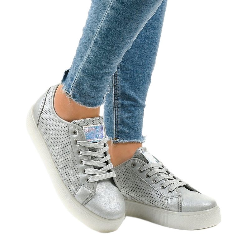 Baskets creepers grises pour femmes F-2969 1 Baskets creepers grises pour femmes F-2969 1