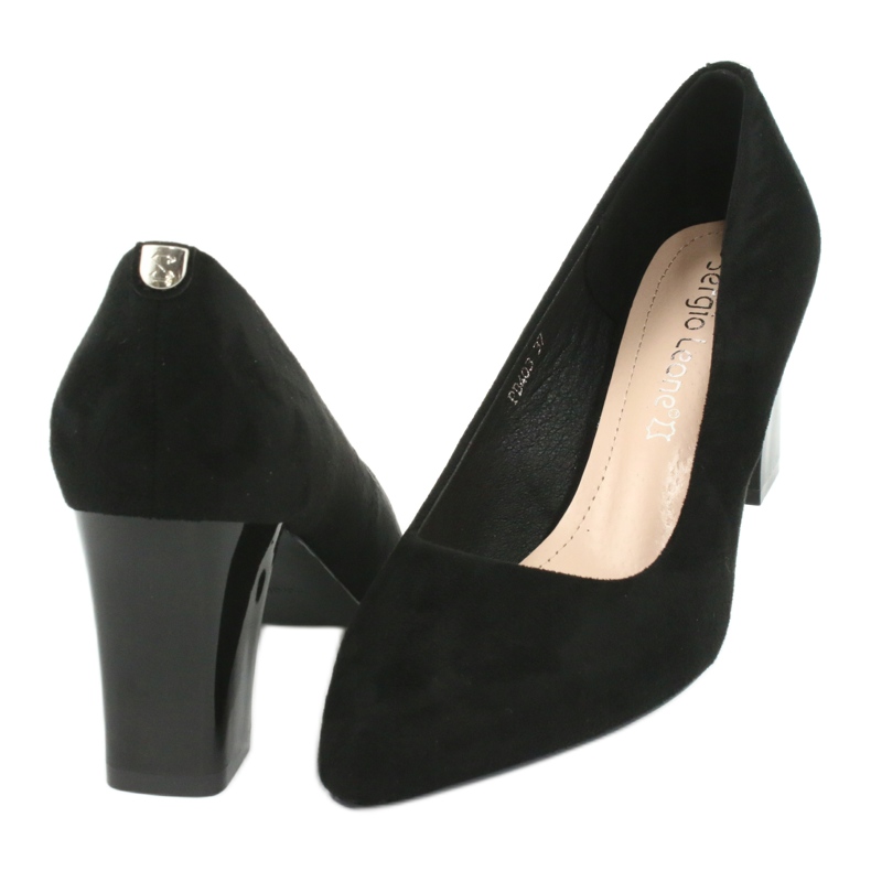 Escarpins en daim sur talon haut Sergio Leone PB403 noir 4