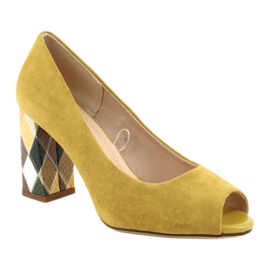 Escarpins en daim Sergio Leone PB135 jaune 1