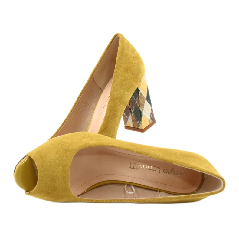Escarpins en daim Sergio Leone PB135 jaune 5
