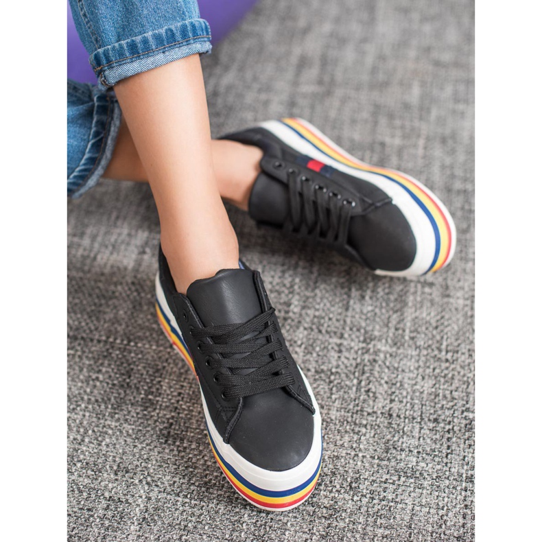 SHELOVET Chaussures de sport sur la plate-forme noir multicolore 2