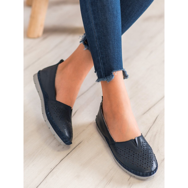 Evento Baskets ajourées avec cuir écologique bleu marine bleu 1