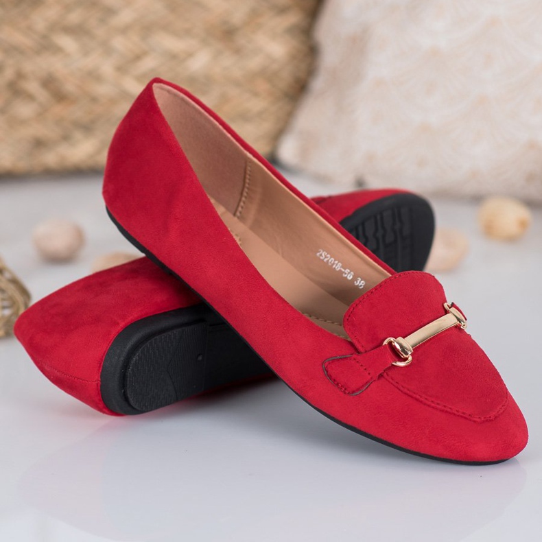 SHELOVET Ballerines en daim rouge 1