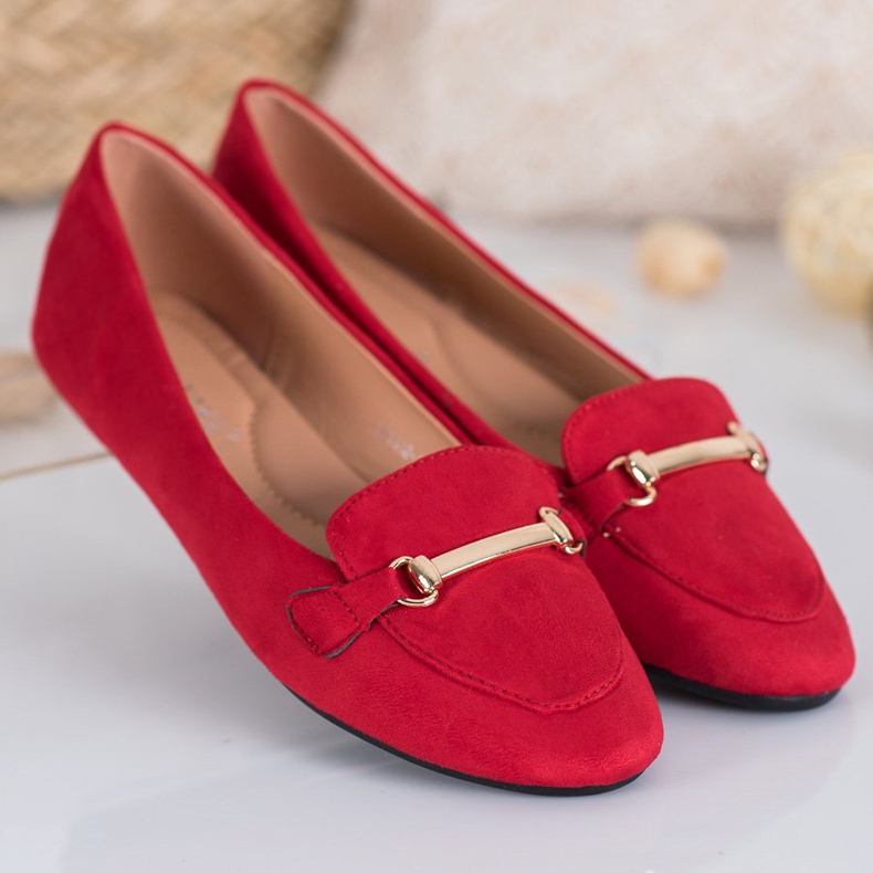 SHELOVET Ballerines en daim rouge 2