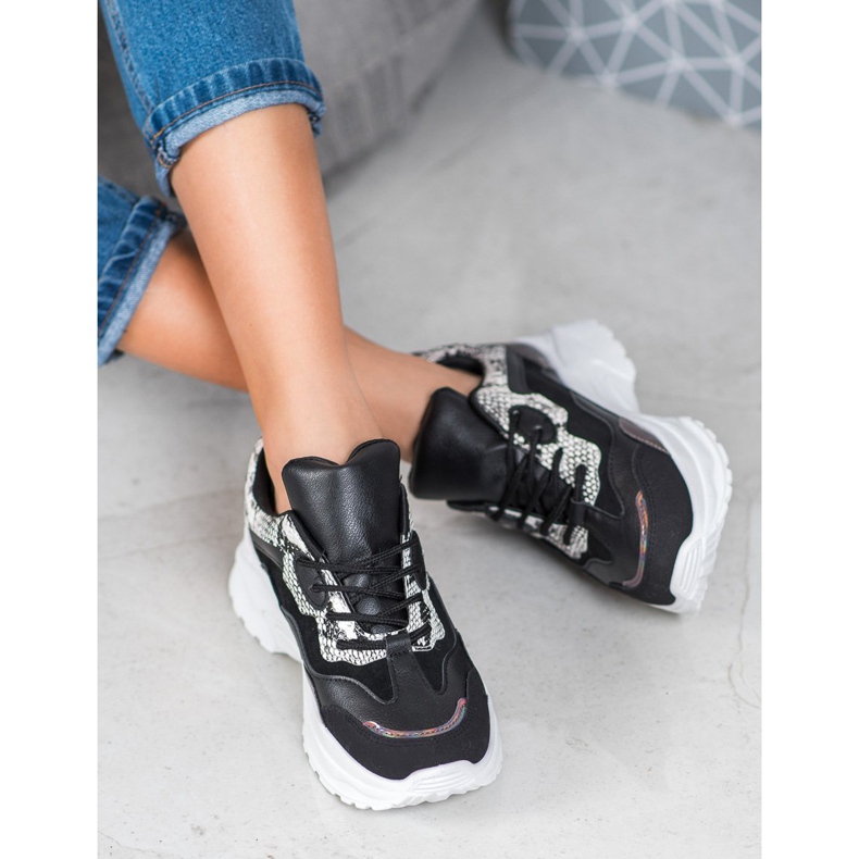 SHELOVET Baskets nouées avec cuir écologique le noir multicolore 1 SHELOVET Baskets nouées avec cuir écologique le noir multicolore 1