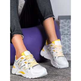 Small Swan Baskets confortables en cuir écologique blanche jaune 4