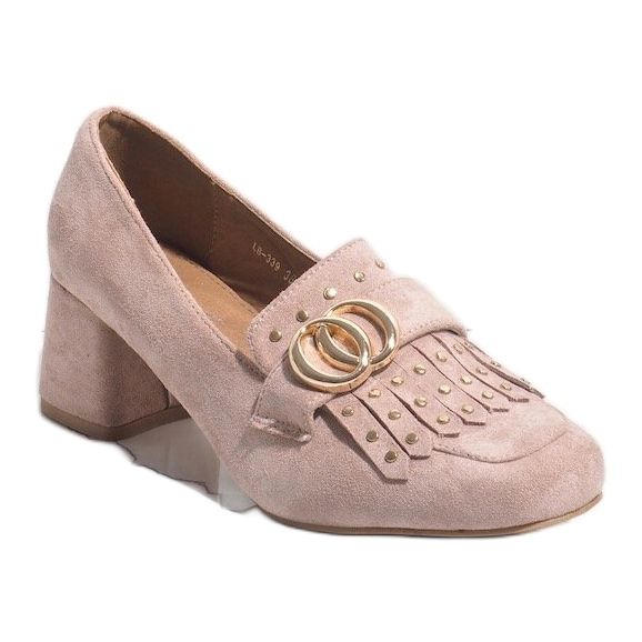 Escarpins en daim rose sur le poteau LB-339 1