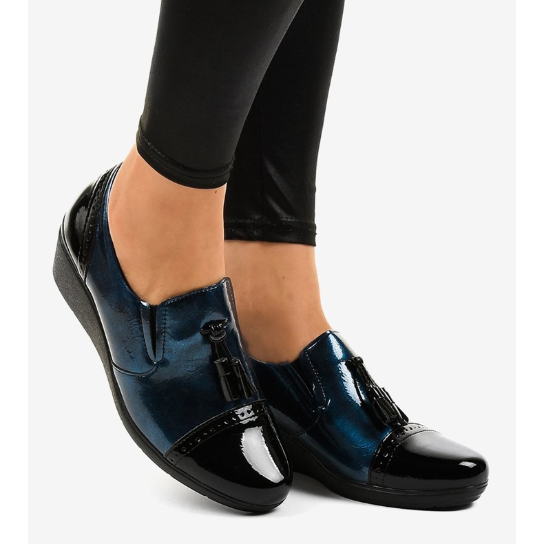 Chaussures compensées noires 7-9022 bleu marine 2