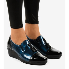 Chaussures compensées noires 7-9022 bleu marine 1