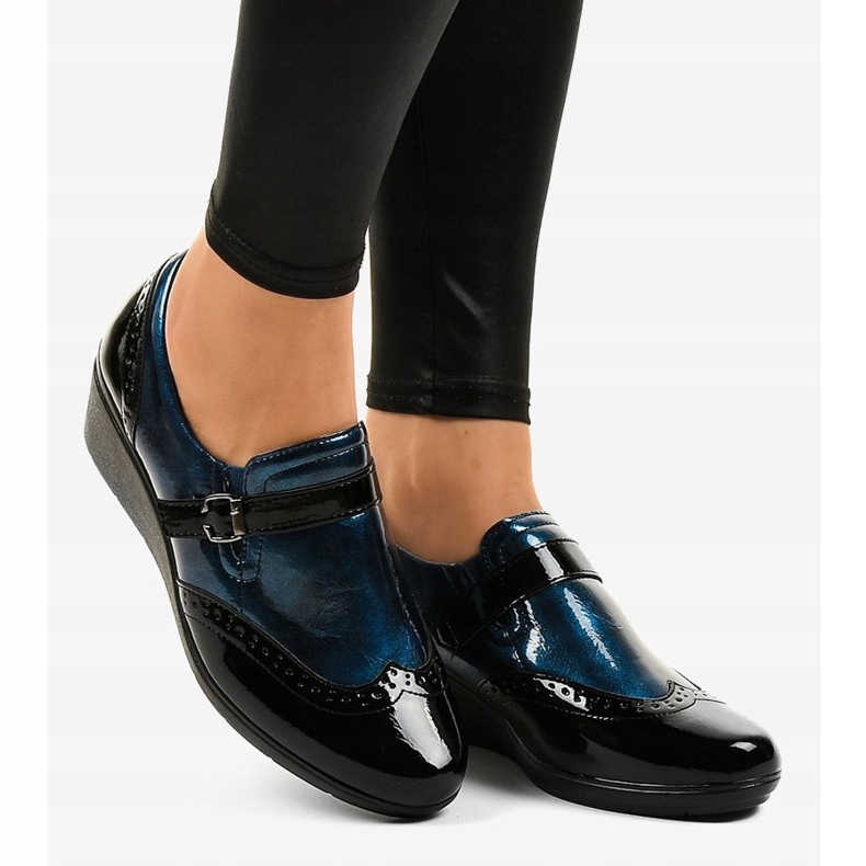 Chaussures compensées noires 7-9021 le noir bleu marin 1